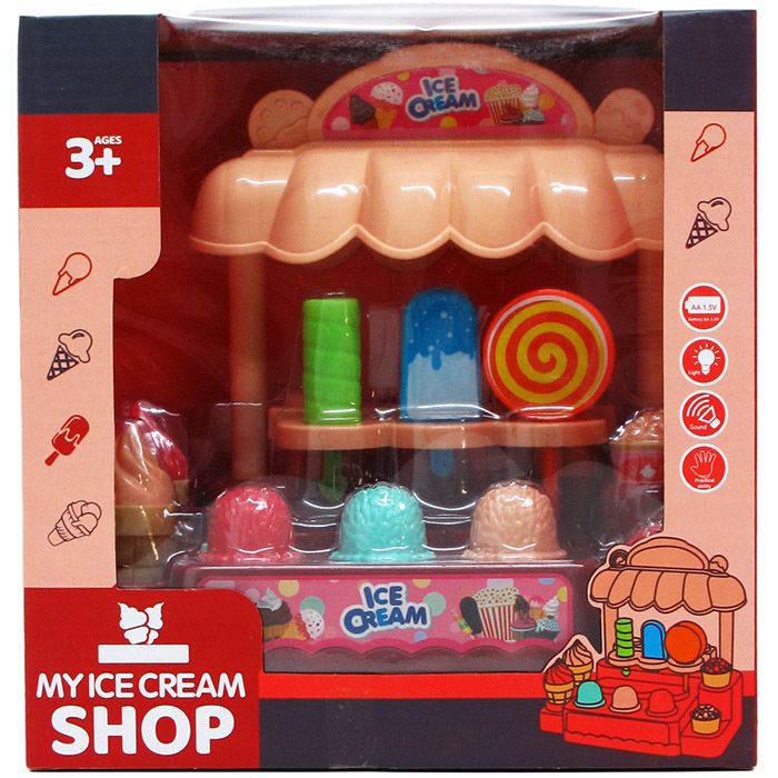 8 Wholesale 8.25" B/o Ice Cream Cart Play Set W/ Accessories