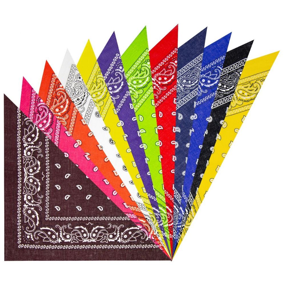 24 Pieces of Polyester 12 Colors Paisley Print Multicolor Bandana