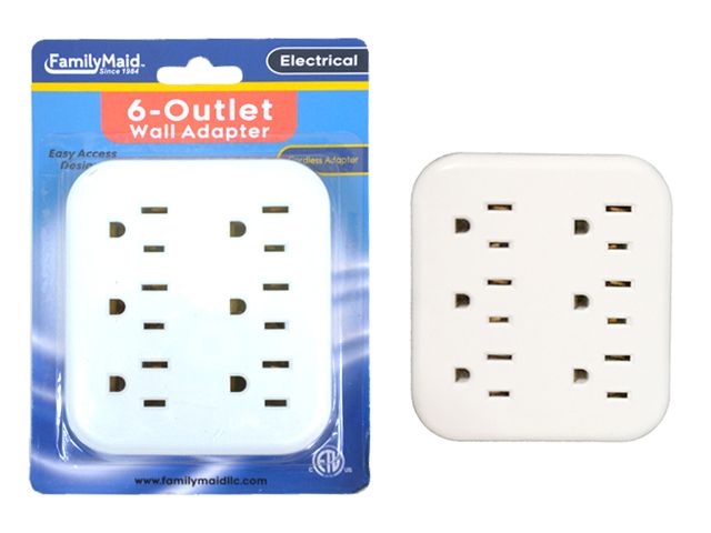 24 Pieces of Outlet Adapter 6 Plugs White Clr Print Fm Logo