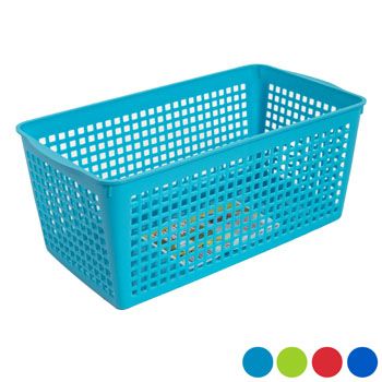 Bulk Large Rectangular Slotted Plastic Storage Baskets at