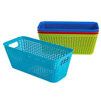 48 pieces of Basket Long Rect 4 Colors In Pdq