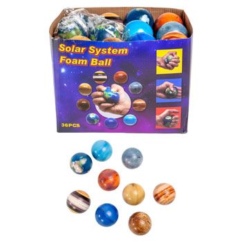 36 pieces of Ball Foam Solar System 9ast 2.36in 36pc Pdq/opp Bag Label