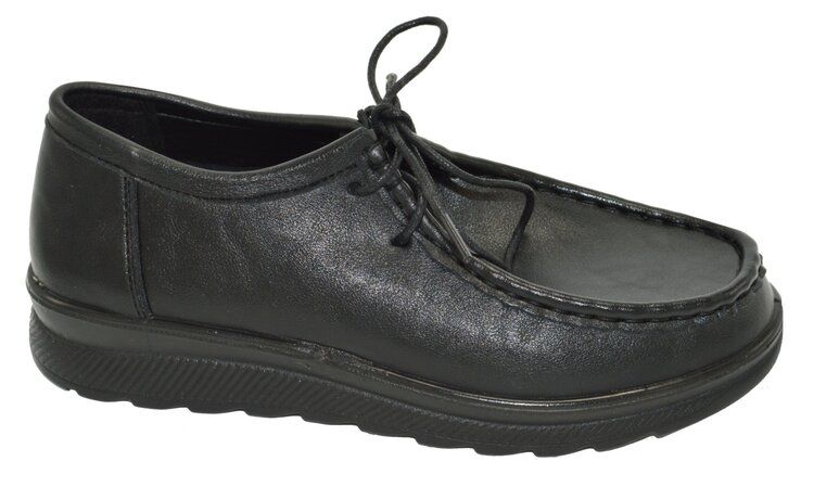 24 Wholesale Comfort Work Shoes Lace Up Nurse Hotel Restaurant Walking Slip Resistant Color Black Size 5-10