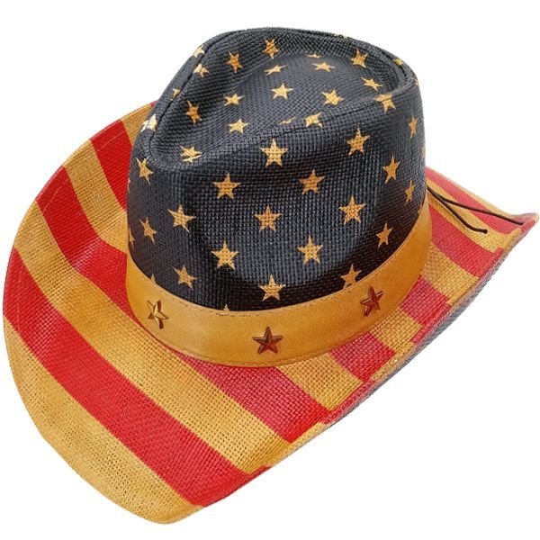 24 Pieces of High Quality Paper Straw American Stars Band Cowboy Hat