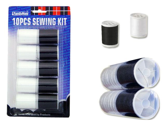 72 Pieces of 10pc Sewing Thread Set In Black & White