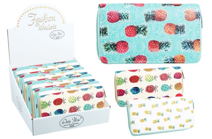 24 Pieces of Ladies Clutch Wallet Pineapples