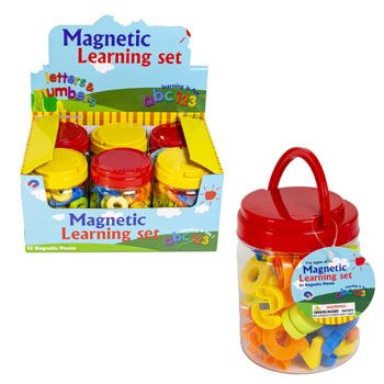 18 pieces of Magnetic Learning Set 52pc Letters & Numbers In Bucket/6pcpdqage 4+ Red/yellow Lid W/handle