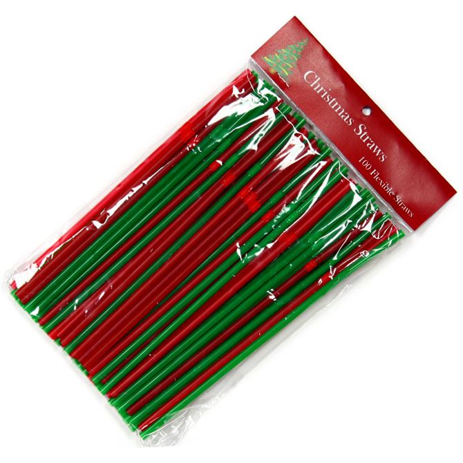 24 Wholesale Christmas Flex. Straws 100ct