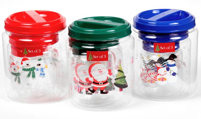 Set of 3 Christmas Tupperware Containers. 