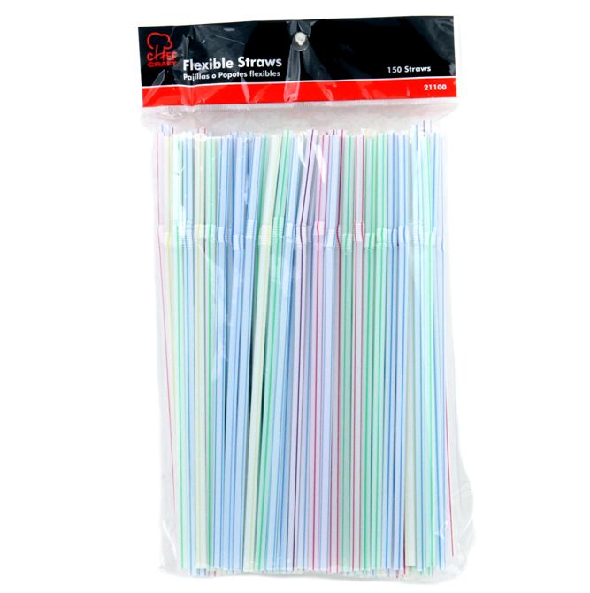 48 Wholesale Straws Flexible Striped 150pc