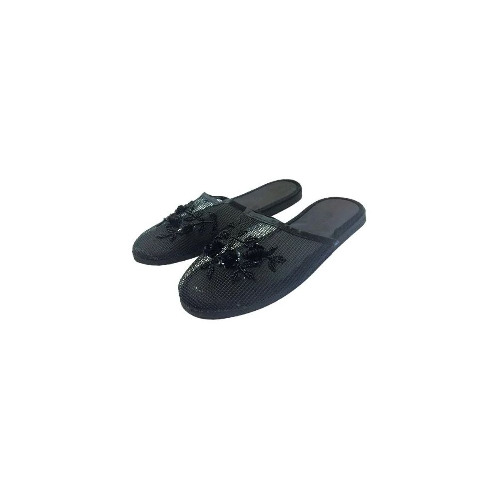72 Wholesale Chinese Slipper Black Sizes 6-11