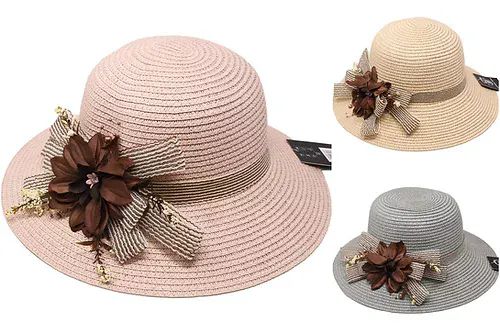 24 Pieces Women Mix Color Floral Band Summer Paper Hats - Sun Hats