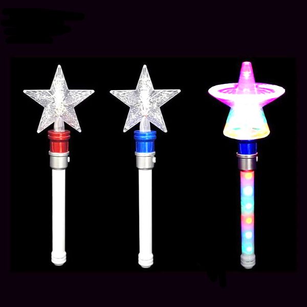 36 Wholesale Led Light Up Spinning Star Wand 15 Inch