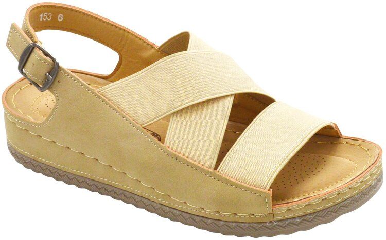 12 of Sandals For Women Wide, Flat Platform Ankle Buckle Sandals Strap Fashion Summer Beach Sandals Open Toe Color Beige Size 7-11