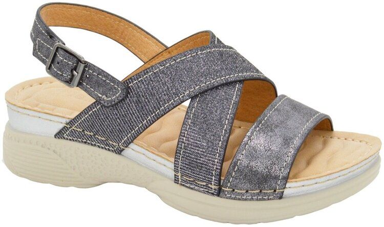 12 of Women's Sandals Wide Flat Platform Sandals Strap Fashion Summer Open Toe Color Pewter Size 5-10