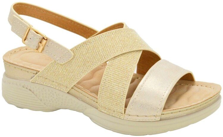 12 of Women's Sandals Wide Flat Platform Sandals Strap Fashion Summer Open Toe Color Gold Size 5-10
