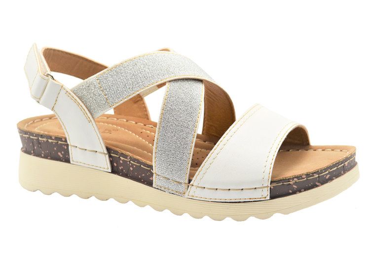 12 Wholesale Women's Sandals Wide Flat Platform Sandals Strap Fashion Summer Open Toe Color White Size 5-10