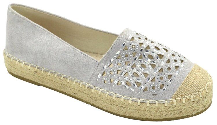 12 of Women Closed Toe Slip On Casual Espadrilles Loafer Flat Comfort Shoes Color Silver Size 5-10