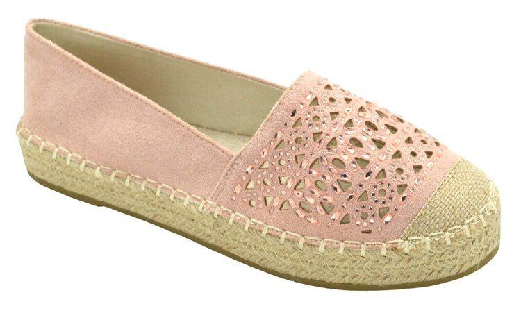12 of Women Closed Toe Slip On Casual Espadrilles Loafer Flat Comfort Shoes Color Pink Size 5-10