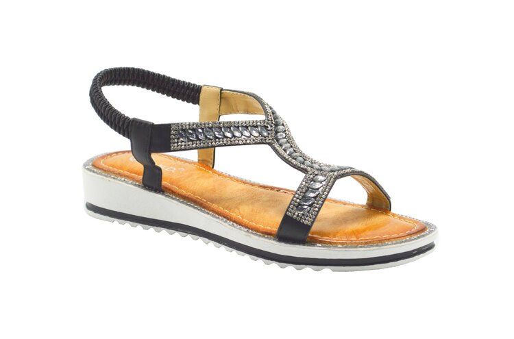 12 of Woman Wide Flat Platform Sandals, Open Toe Color Black Size 5-10