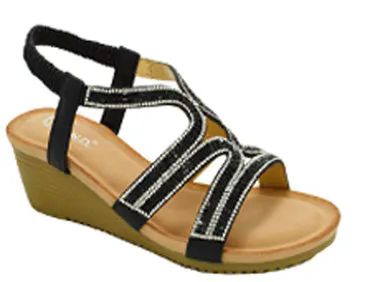 12 Wholesale Women Sandals Summer Flat Ankle T-Strap Thong Elastic Beach Shoes Color Black Size 5 -10
