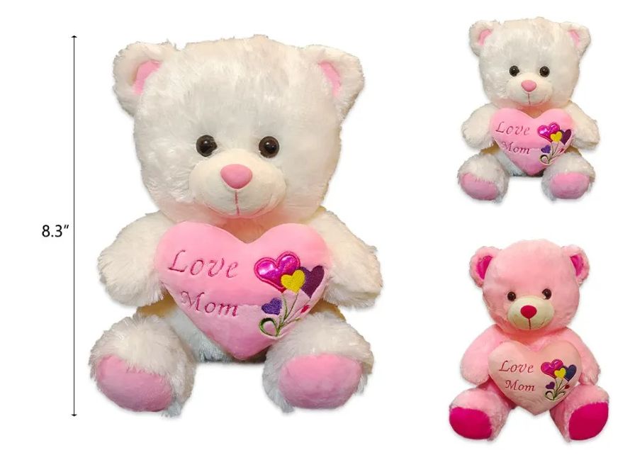 72 Pieces of 8.3" Pink And White Mother's Day Bear