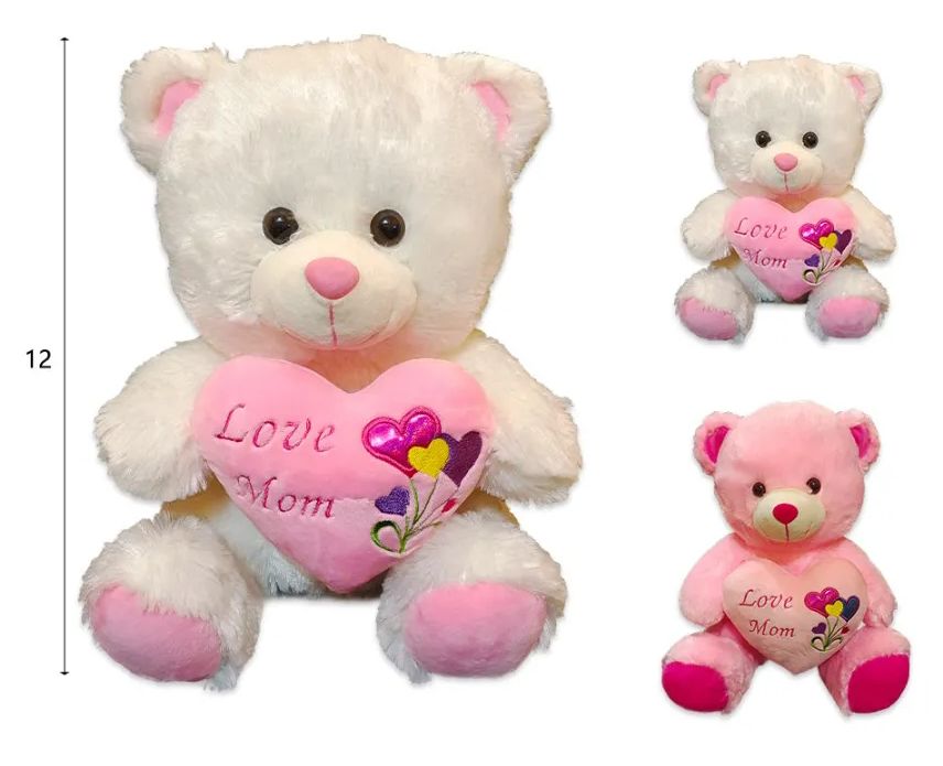36 Wholesale 12 Inch Pink And White Mother's Day Bear