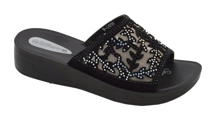 12 Wholesale Platform Sandals For Women Sole Open Toe In Color Black Size 5-10