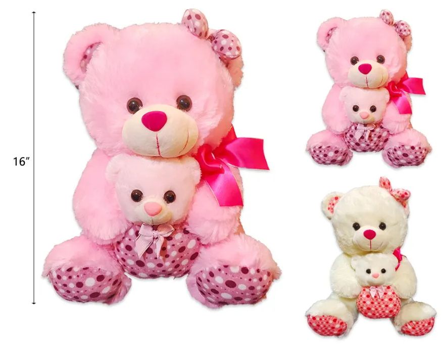 20 Pieces of 16" Pink And White Mother And Baby Bear