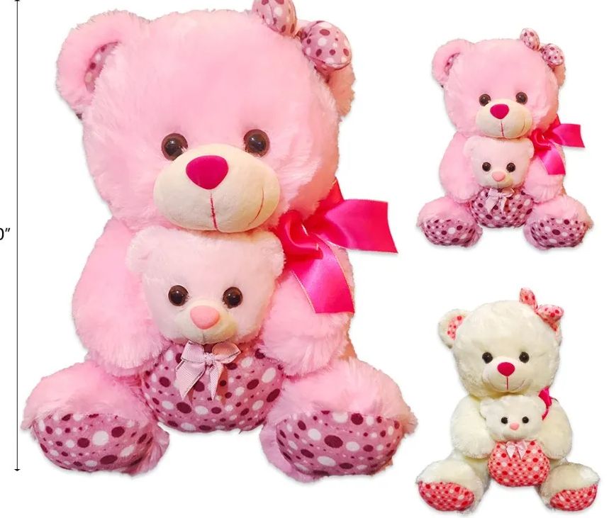 18 Pieces of 20 Inch Pink And White Mother And Baby Bear