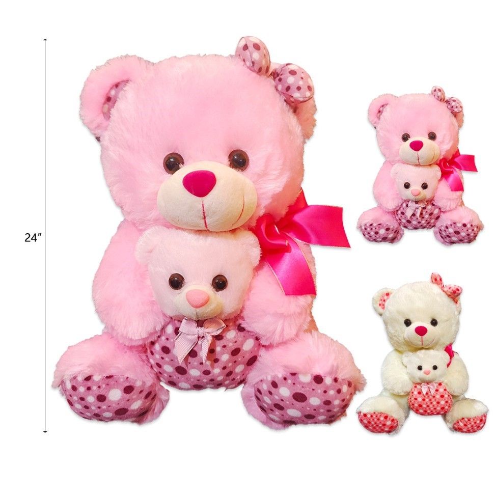 12 Wholesale 24 Inch Pink And White Mother And Baby Bear