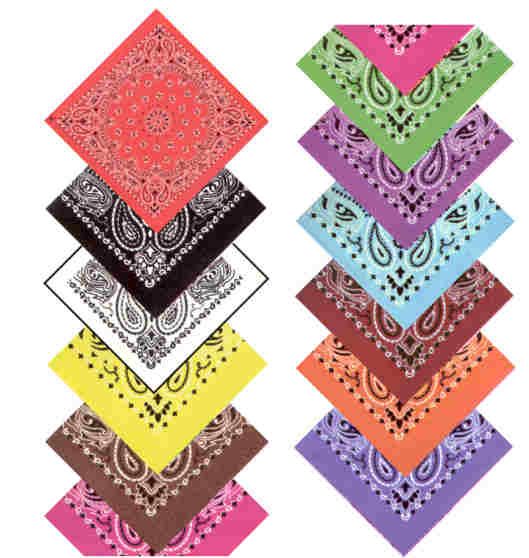 120 Pieces of Paisley Bandana 20 X 20 Assorted Colors