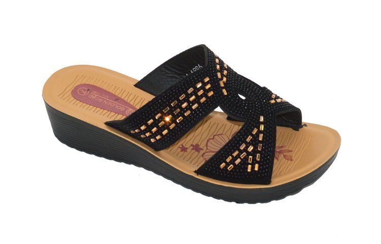 18 Wholesale Fashion Platform Rhinestone Sandals For Women Sole Open Toe In Color Black Size 5-10