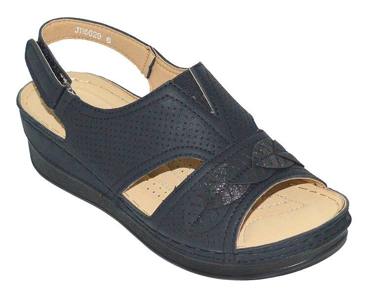 12 of Women Sandals Ankle Buckle Strap Sandals Fashion Summer Beach Sandals Open Toe Color Black Size 5-10