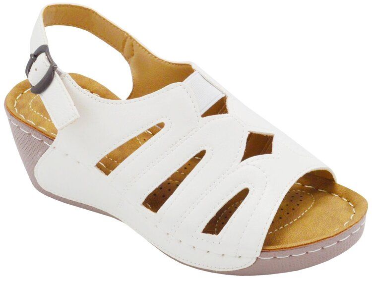 12 of Women's Sandals Wide Flat Platform Sandals Strap Fashion Summer Open Toe Color White Size 7-11