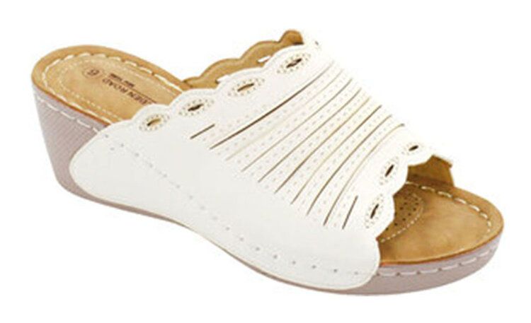 12 of Fashion Women Sandals Tan Color Round Toe Thick Platform Heels Sandals Color White Size 5-10
