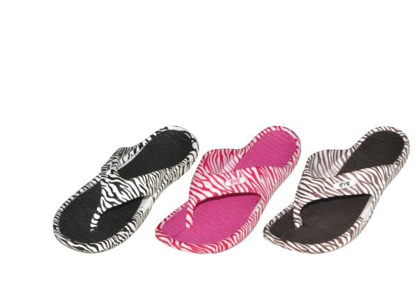 36 Wholesale Women's Slim Animal Print Flip Flop Sandal
