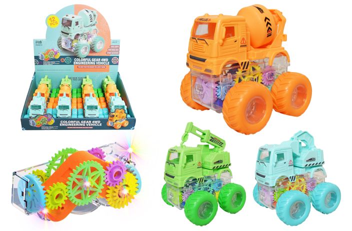 24 Wholesale Construction Truck With Gears And Lights Friction Powered