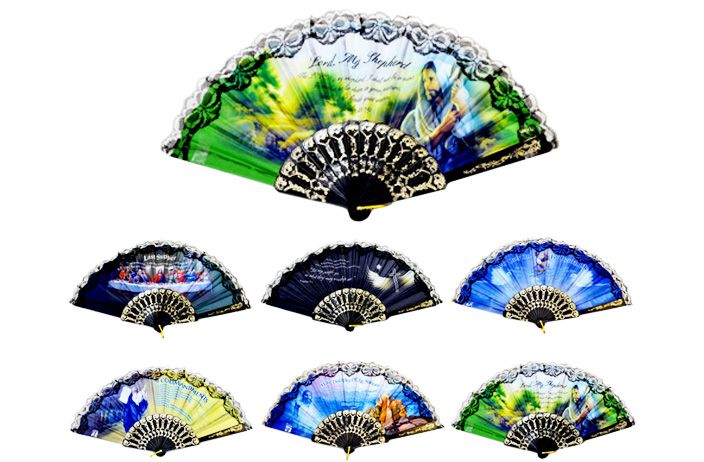 60 Pieces of Folding Fan Assorted Christian