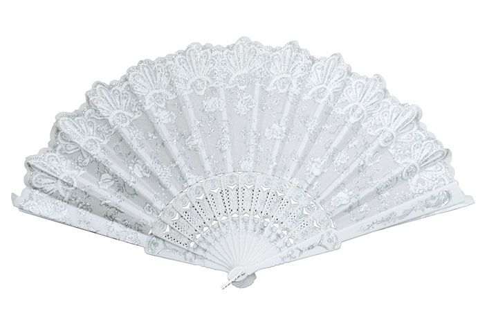 72 Pieces of Folding Fan White Floral
