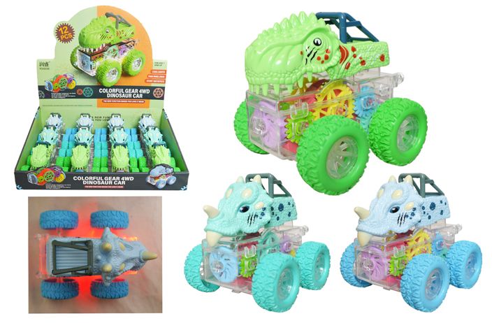 24 Wholesale Dino Truck With Gears And Lights Friction Powered