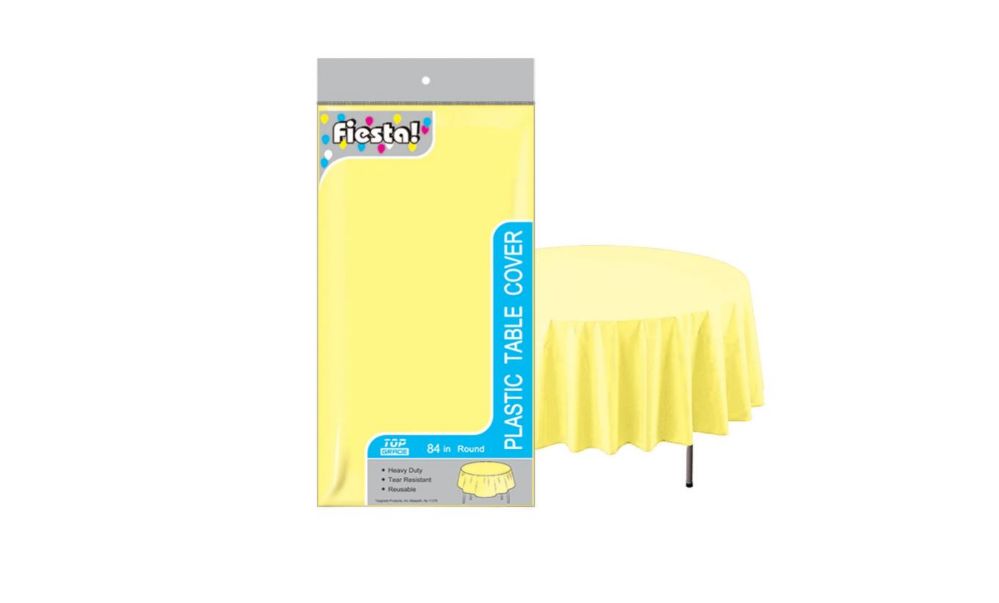 48 Wholesale Table Cover Yellow Round 84 Inch