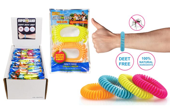 96 Packs of Insect Repelling Super Bands