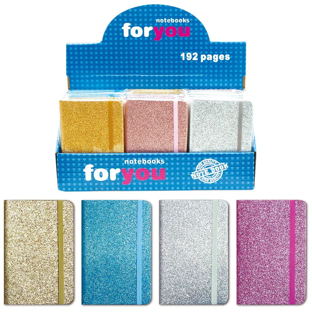 24 Wholesale Note Book Glitter Assorted Colors 160 Page