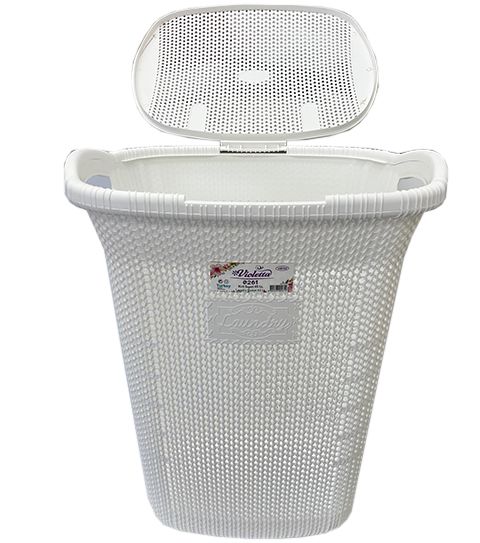 6 Pieces of Violetta White Knit Laundry Basket