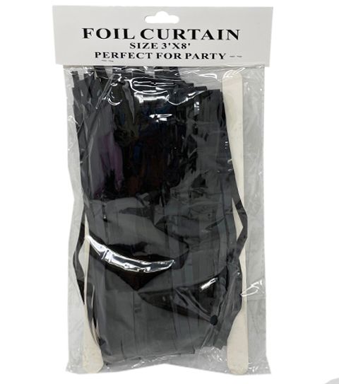 120 Pieces Black 3x8 Inch Metallic Foil Curtain - Party Banners