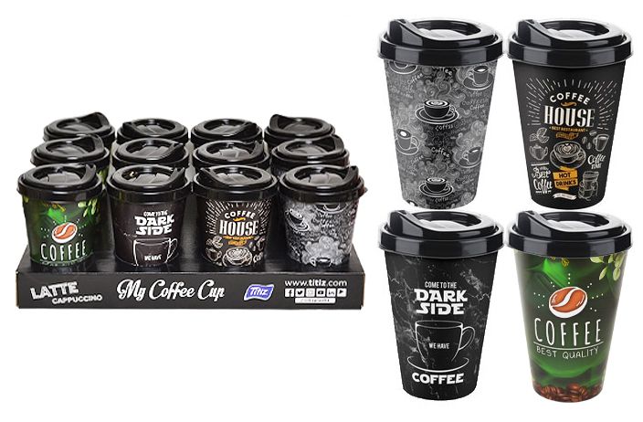 72 Pieces of Plastic Coffee Cup With Lid 13 Oz.