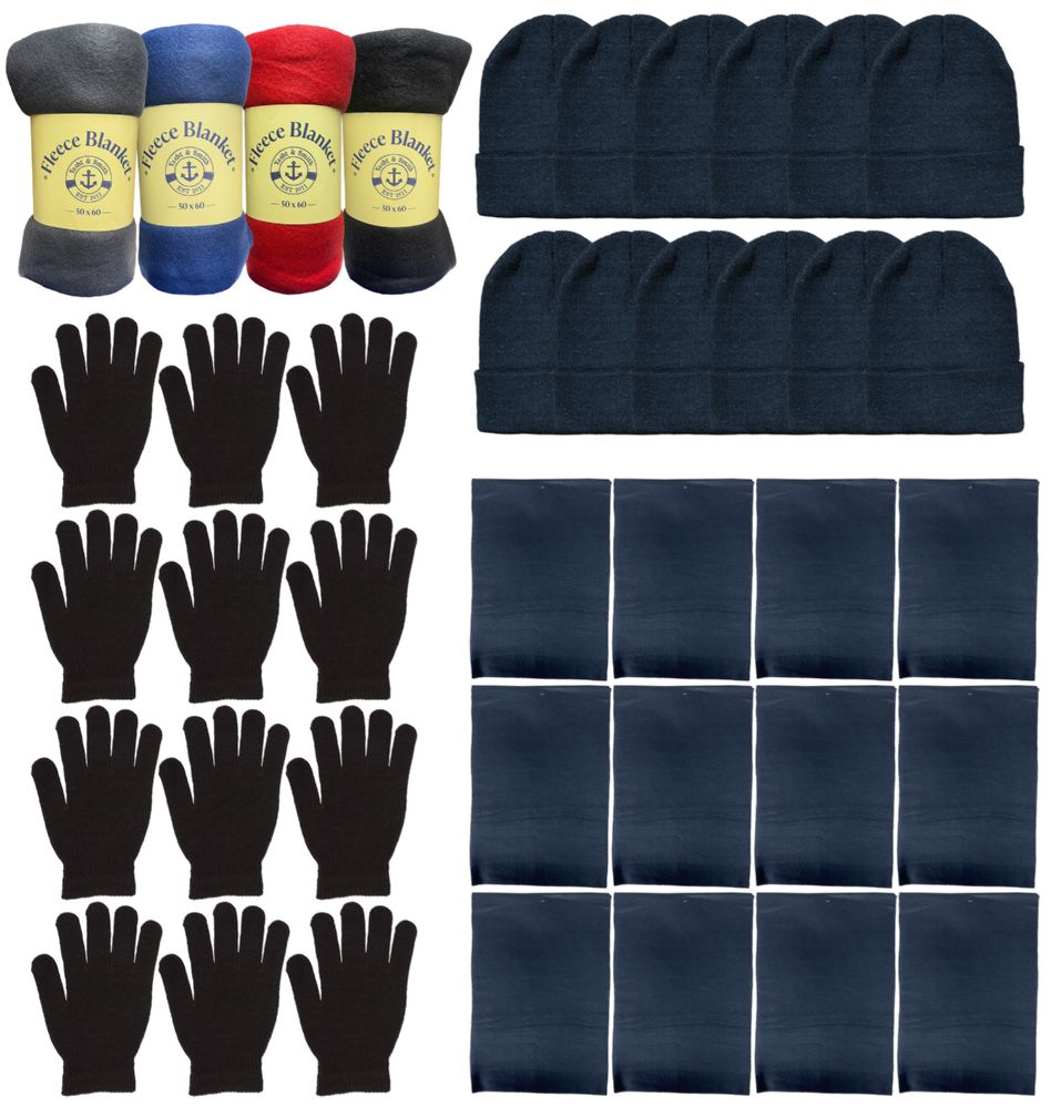 48 Pieces of Yacht & Smith Unisex Winter Hat, Scarf, Glove & Blanket Set