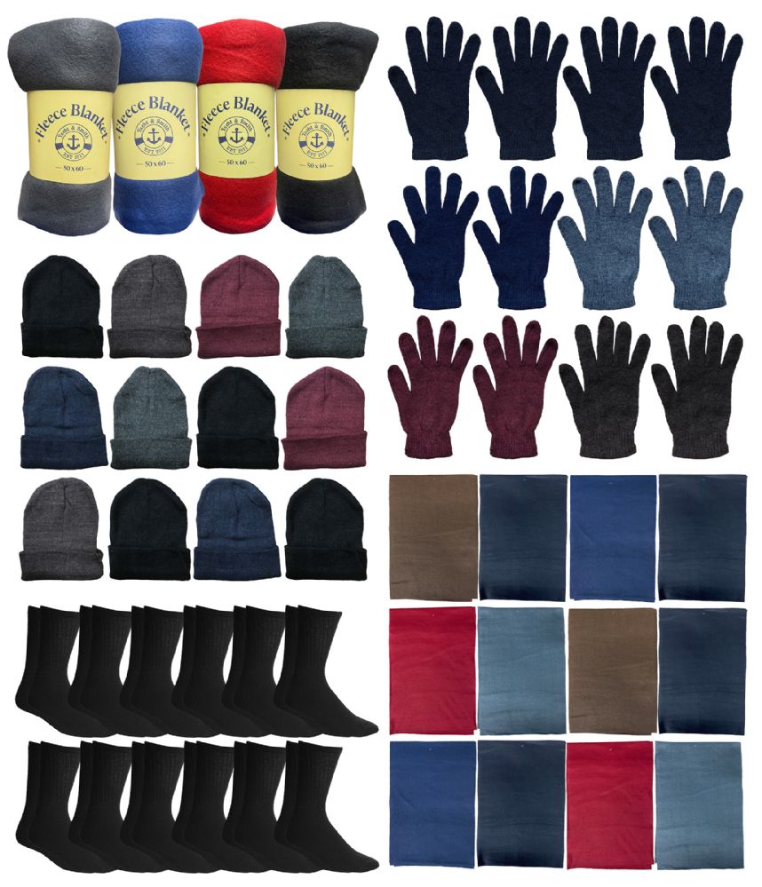 60 Wholesale Yacht & Smith Unisex Winter Bundle Set, Blankets, Hats, Scarves, Gloves And Socks