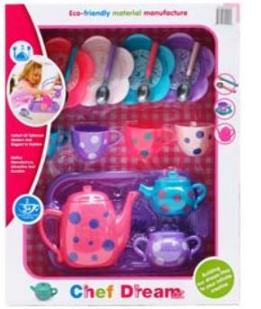 12 Sets of 19pc Pretend Toy Tea Play Set In Window Box